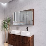 Brown Oak Fluted Mirror Cabinet 1200